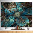 thumbnail image 2 of Designart 'Fractal Blue Flowers Pattern' Floral Art Print on Natural Pine Wood, 2 of 5