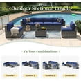 thumbnail image 4 of Aoxun 7 Piece Patio Furniture Set Wicker Rattan Patio Conversation Set Outdoor Sectional Sofa Set with Coffee Table and 4” Thickened Cushions, Blue(Waterproof Cover Included), 4 of 8