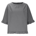 thumbnail image 7 of Summer Sales Womens Summer Tops Cute Lightweight Cotton‑Linen 3/4 Sleeve Summer Casual Blouse Oversized Tshirts for Women Under 12$, 7 of 7