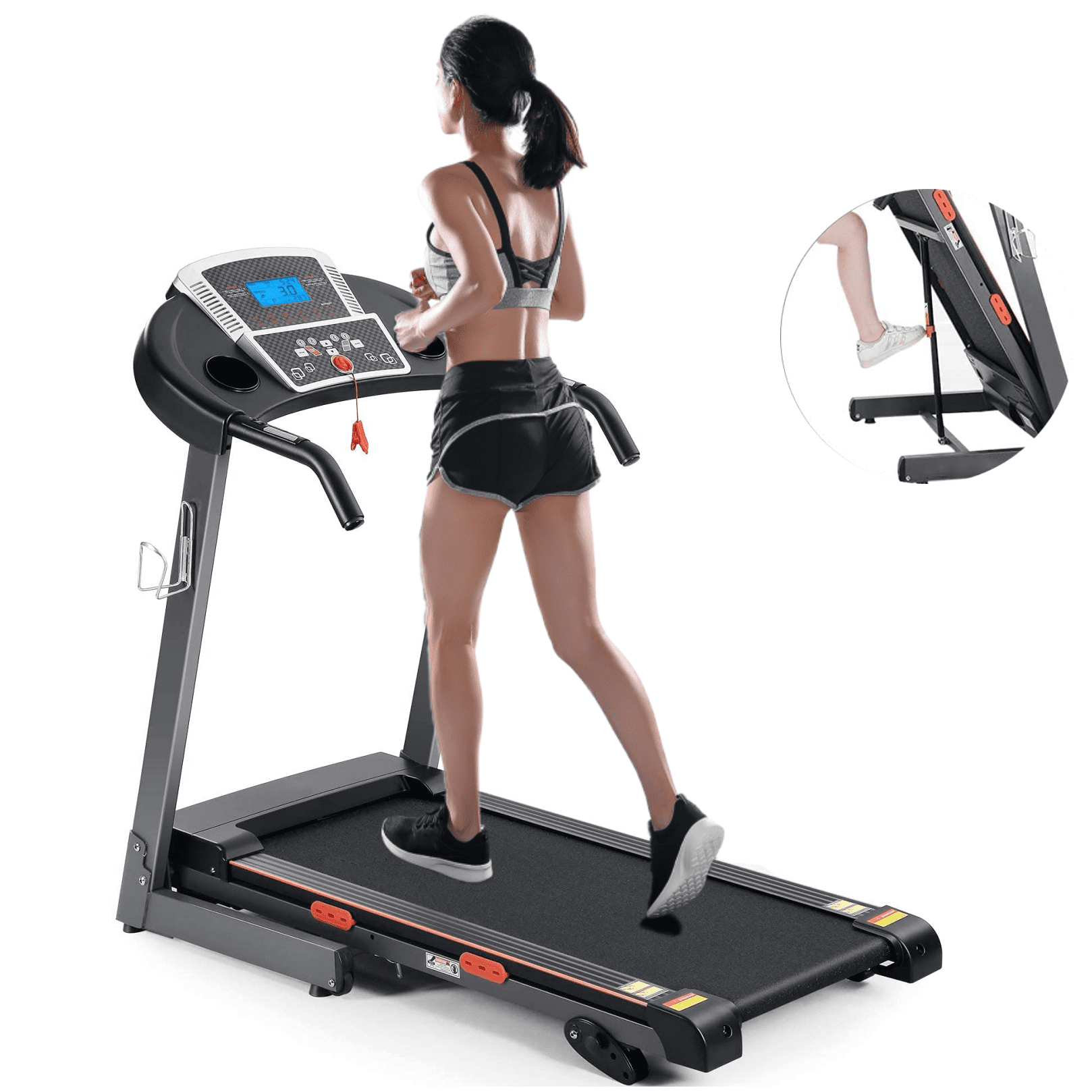 Entil Folding Treadmill with 17in Belt Manual Incline 2.5HP 15 Preset