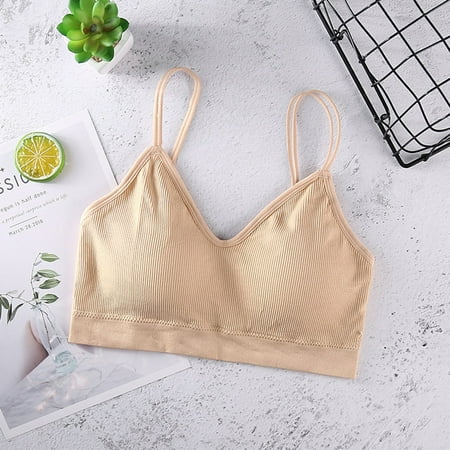 LEEy-World Lingerie for Women Plus Size All Day Deep V Wireless Bra  Bras for Women No Underwire  Comfortable Bra and Supportive Bras for Women  No Wire Bra Beige One Size