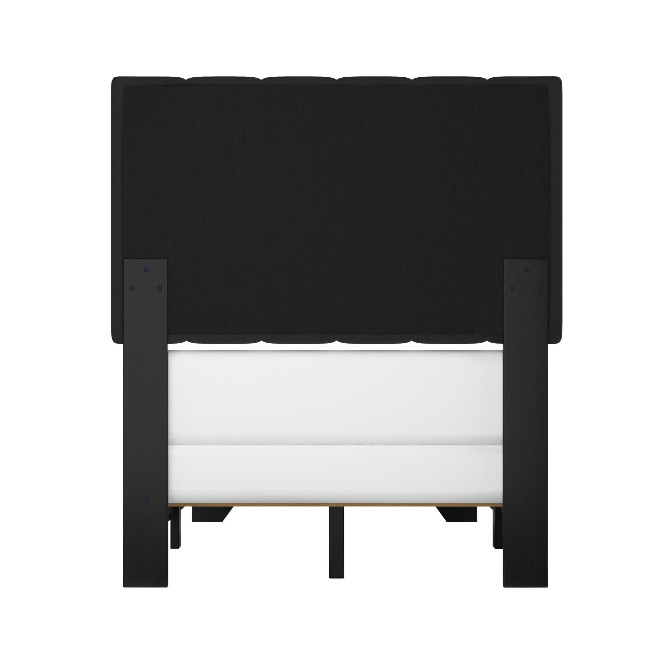Reece Channel Stitched Upholstered Twin Bed, Black, by Hillsdale Living Essentials