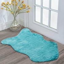 Home Soft Things Heavy Faux Fur Rug - Blue Turqoise - 24" x 36"