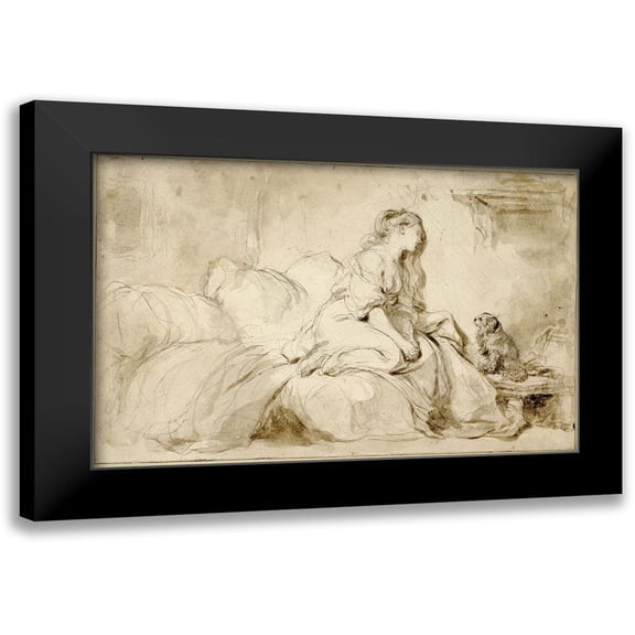Fragonard, Jean-Honore 14x11 Black Modern Framed Museum Art Print Titled - Oh! If Only He Were as Faithful to Me