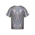 thumbnail image 2 of XUNZOO Kids Girls Sparkly Metallic Shiny T-shirt Boys Short Sleeves Loose Fit T-Shirt for Stage Black 130, 2 of 7