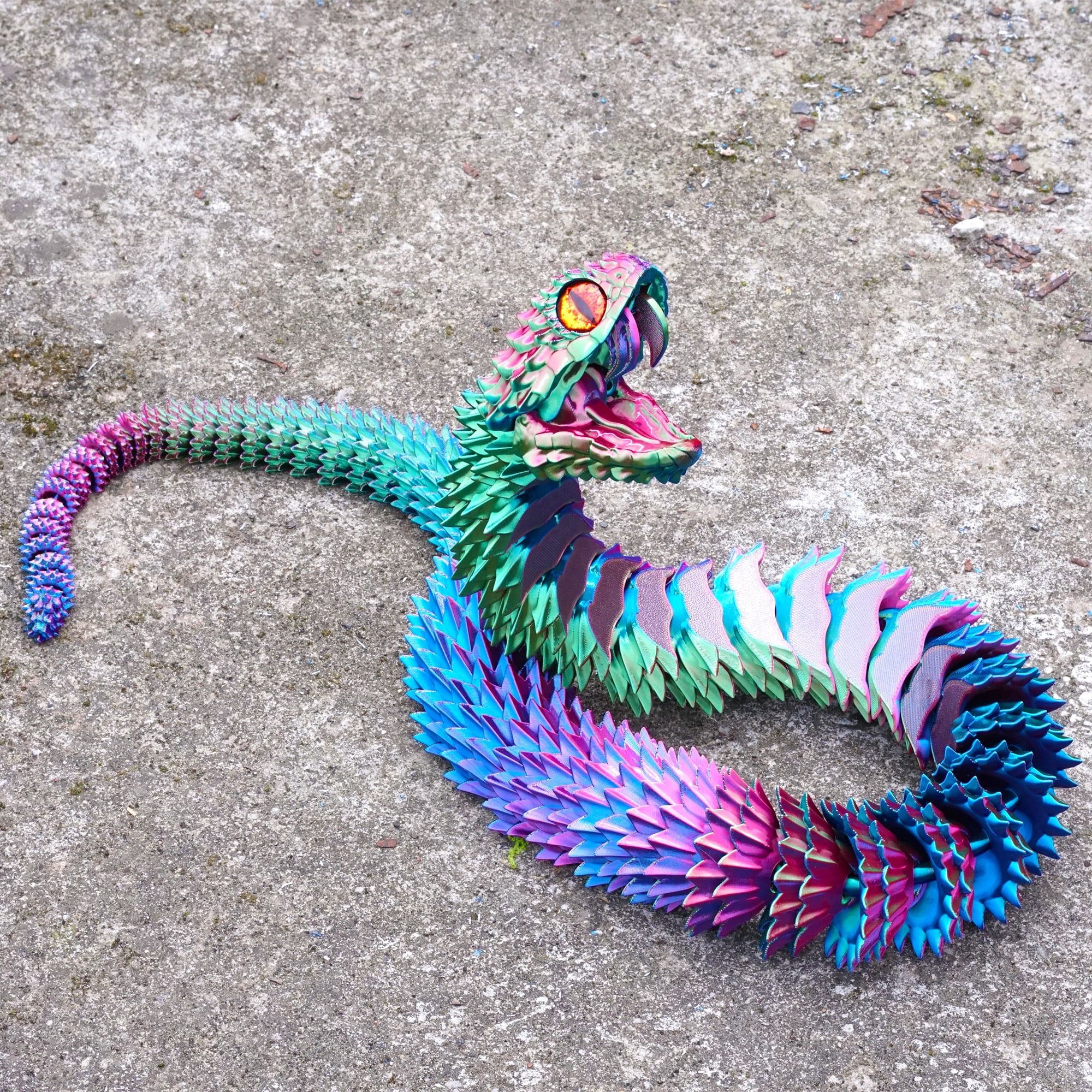47.5inch 3D Printed snake,Flexible Joint Animal lacertid Figurines,Realistic Eyes, Home Office Decor,Fidget Toy for Adults Teens Boy Festival Gifts