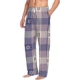 Easygdp Purple Floral Gingham Check Plaid Men's Pajama Pant, Sleep