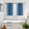 thumbnail image 3 of Navy Blue Ombre Stripe Kitchen Curtains Short 45 Inch Length, Farmhouse Simple Striped Grommet Top Bedroom Living Room Curtains, Light Filtering Cafe Curtain Drapes 2 Panels Set 84''x45'', 3 of 9