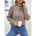 thumbnail image 4 of BERTHMEER Oversized Sweaters Womens Brown Turtleneck Sweaters for Women Long Sleeve Pullover Sweaters Turtle Necks Tops Vintage Sweaters, 4 of 6