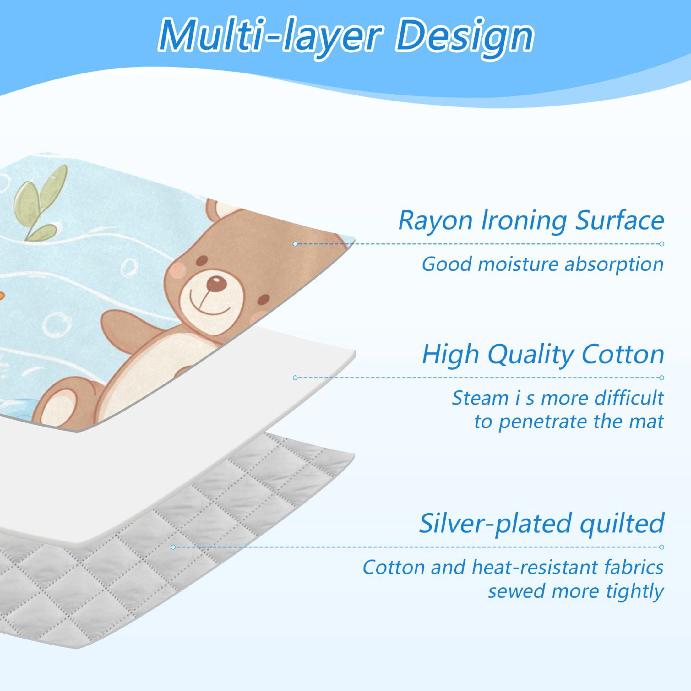 Cute Duck Play with Bear in Water Ironing Mat Blanket Portable Travel Ironing Pad Heat Resistant Pad 47.2" x 27.6”