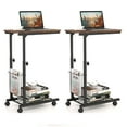 thumbnail image 1 of Gymax Ensemble de 2 Tables d'Appoint en Forme de C Hauteur Réglable Table de Bout Compacte avec Roues Brun Rustique, 1 of 9