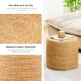 thumbnail image 4 of Casa Pura Furniture Handwoven Natural Pouf Ottoman Water Hyacinth Footstool Round Outdoor Ottomans for Living Room Entryway, Natural, 4 of 6