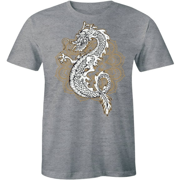 Mythical Chinese Dragon Print Men's Summer Men Top Fierce Spiral T-Shirt