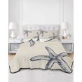 thumbnail image 2 of Twin XL Quilt Bedding Set, Beige Starfish Coastal Reversible Summer Quilt 3 Pieces, Seaside Nautical Summer Rustic Lightweight Bedspreads Coverlets with 2 Pillow Shams for All Seasons, 2 of 5