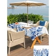 thumbnail image 6 of 60x120 Inch Outdoor Tablecloth with Umbrella Hole Zipper Rectangle Blue Botanical Blossom Rectangular Tablecloths Outside Waterproof Spring Floral Summer Leaf Patio Table Cloth Cover for Picnic Party, 6 of 8