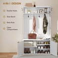 thumbnail image 4 of HOMCOM 4-In-1 Hall Tree with Shoe Bench, Modern Coat Rack for Hallway White, 4 of 10