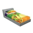 thumbnail image 2 of Ambesonne Nature Fitted Sheet & Pillow Sham Set, Floral Leaves Stripes, Twin, Multicolor, 2 of 2
