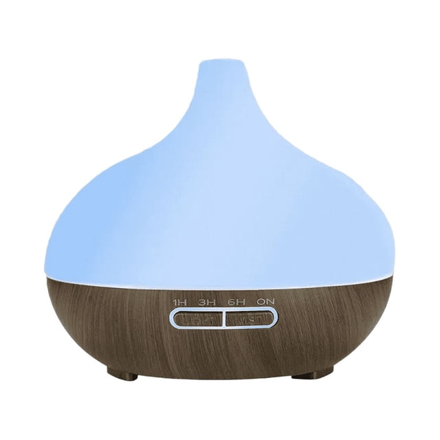 Difusor Humidificador De Aroma 550ml Con 12 Aceite Esencia Madera Oscura