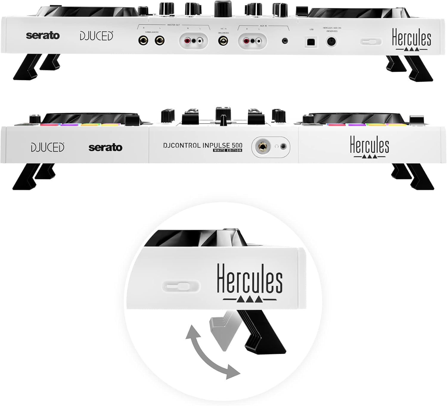 Hercules DJ DJControl Inpulse 500 White Edition with Case and Serato DJ Pro