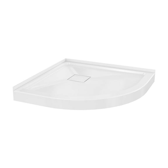 Marquette 36" x 36" Round Corner Double-Threshold Shower Pan Base with Center Drain in Glossy White
