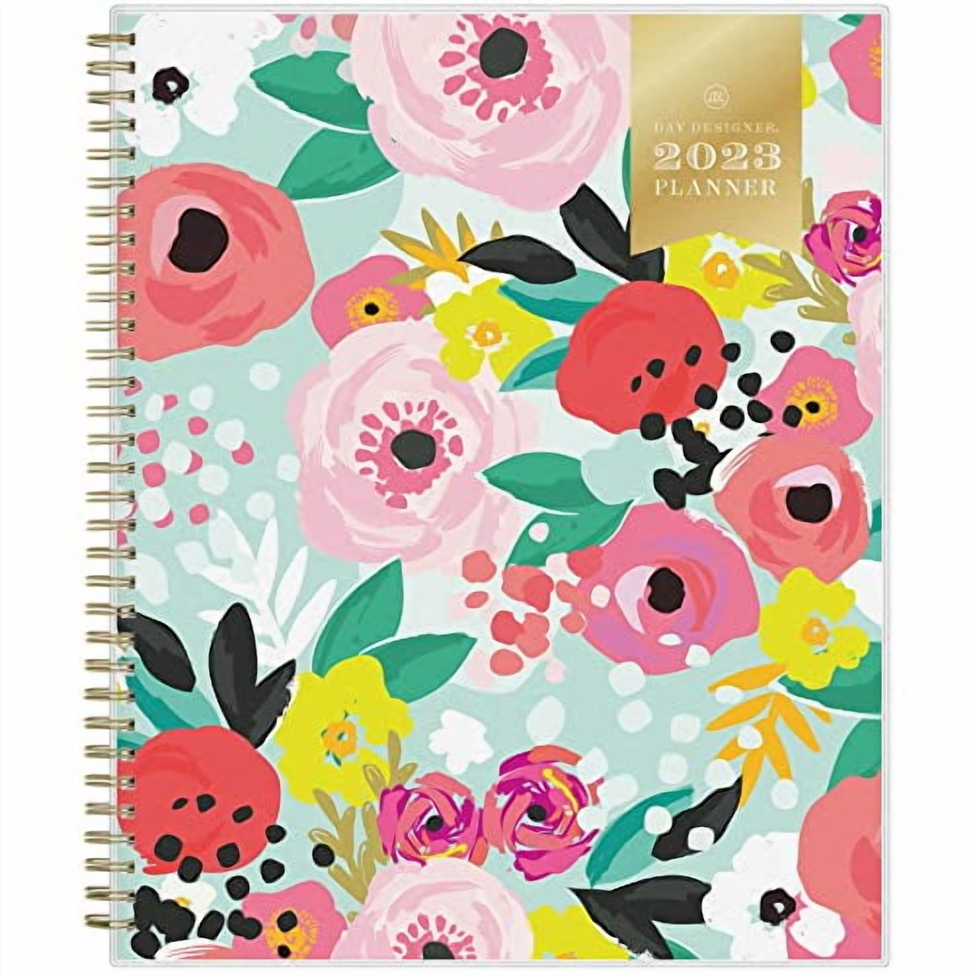 Day Designer Weekly/Monthly Planning Calendar, 8-1/2" x 11", Secret Garden Mint Frosted, January To December 2023, 140101