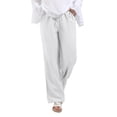 thumbnail image 2 of Women'S Cotton Linen Drawstring High Waisted Pants Casual Loose Fit Wide Leg Trousers White XL, 2 of 8