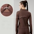 thumbnail image 2 of Conjunto deportivo de 2 uds para mujer, traje de Yoga liso elástico con cremallera, camisa de manga larga, mallas de cintura alta, ropa de gimnasio de entrenamiento transpirable, 2 of 5