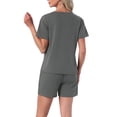 thumbnail image 3 of INSPIRE CHIC Womens Pajama Set Short Sleeve Top with Built-in Bra and Shorts Comfy Sleepwear Lounge Sets with Pockets XL Dark Gray, 3 of 6