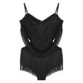 thumbnail image 3 of Oyolan Women's Fringe Latin Dance Dress Glittery Cutout Leotard Bodysuit Salsa Cha-Cha Rumba Black XL, 3 of 5