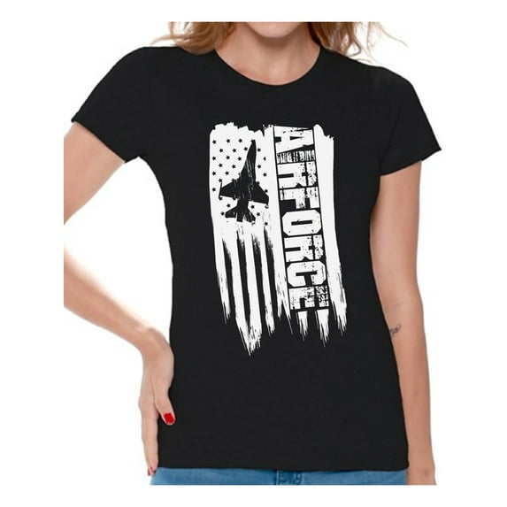 Awkward Styles American Flag Airforce Women Shirt Stripes and Stars USA Airforce Women T shirt USA Pride 4th of July Airforce Tshirt for Women United States Patriotic Airforce Women T-shirt