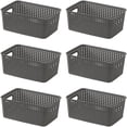 thumbnail image 1 of Conjunto de 6 Cestas de Almacenamiento Plásticas Apilables, Multiusos, para Estanterías, Cocina, Armarios, Baño y Oficina Cesta Tejida (Gris - Juego de 6), 1 of 9
