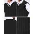 thumbnail image 7 of DARING DIVA Men's Solid Color V-Neck Sleeveless Cable Knitted Sweater Vest M Black, 7 of 7
