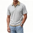 thumbnail image 5 of Josdec Men's Layered Plaid Collar Short Sleeve Polo Shirt, Casual V-Neck Pullover for Summer Daily & Office Wear M-XXXL, 5 of 6
