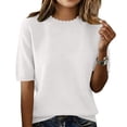 thumbnail image 2 of Business Casual Tops for Women Short Sleeve Pullover Spring 2026 Fashion Neck Knitted Shirt Elegant Lightweight Pullover Cute Summer Tops1 PC, 2 of 4