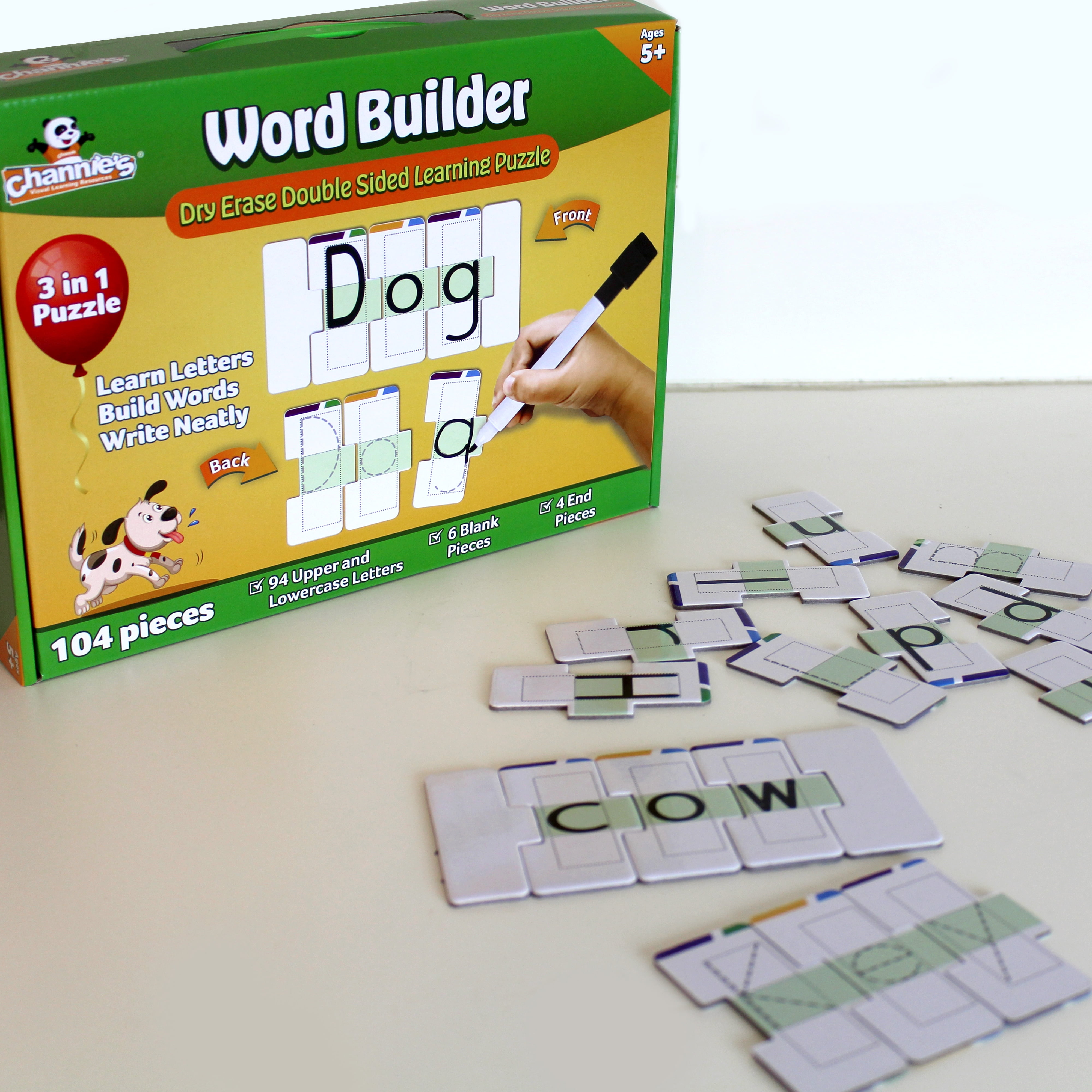 Word Building Dry Erase Double Sided Puzzle, Includes Dry Erase Marker