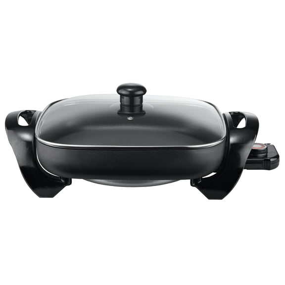Brentwood SK-65 12" Black Non-Stick Electric Skillet With Glass Lid