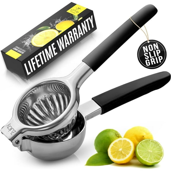 Zulay Kitchen Stainless Steel Lemon Squeezer Manual Citrus Press Juicer and Lime Squeezer - Black