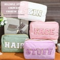 thumbnail image 3 of Bolsas de maquillaje Pinkunn Preppy Chenille Letter 4 unidades para mujer, 3 of 7