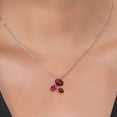 thumbnail image 3 of Gem Stone King 925 Silver and 10K Yellow Gold Red Garnet and Pink Tourmaline Pendant Necklace for Women (2.92 Cttw, Oval 8X6MM, 7X5MM and 6X4MM, Gemstone January Birthstone, with 18 inch Chain), 3 of 4