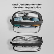 tomtoc Electronic Organizer Travel Case, Water Resistant Dual Compartment Tech Pouch Cable Organization Storage Bag for Charger, Cord, Phone, Hard Drive, Power Bank, Accessories Travel Essentials