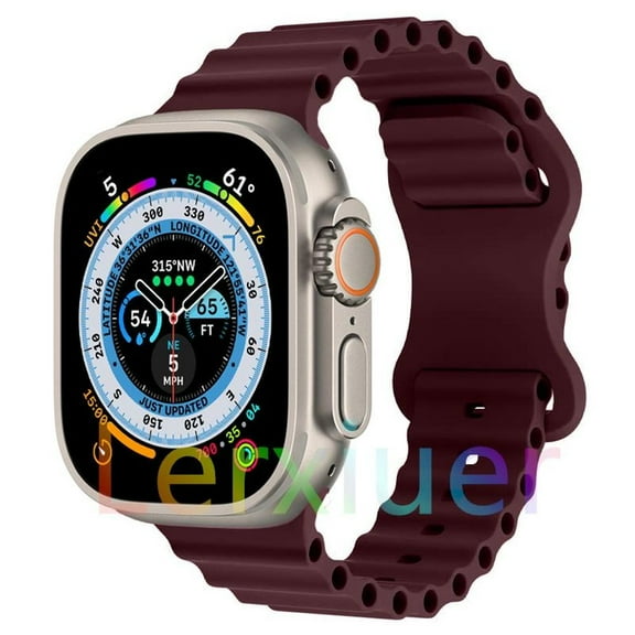 LEIXIUER Ocean Silicone Bands Compatible with Apple Watch Band 49mm 45mm 44mm 42mm 41mm 40mm 38mm, Breathable Sport Strap Adjustable Wristband for iWatch Ultra Series 9/8/7/SE/6/5/4/3/2/1 Women Men