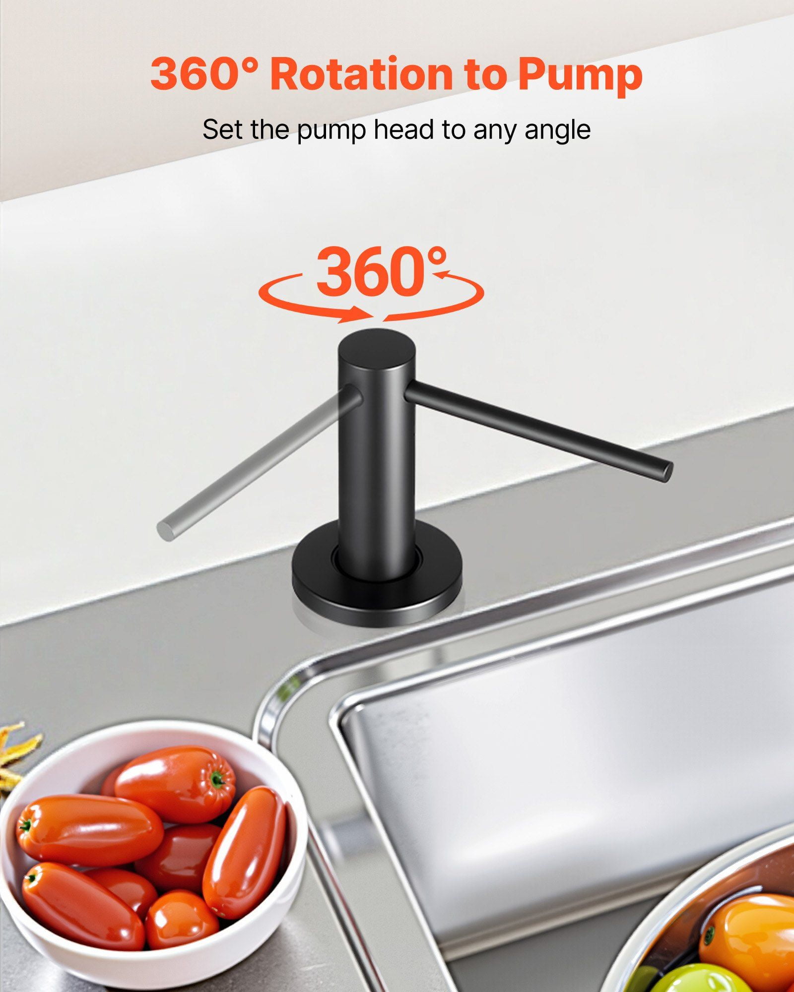 Professional Grade Built-in Sink Soap Dispenser, 17oz, 304 Stainless Steel, Durable and Corrosion Resistant