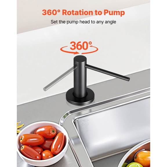 Automatic Built-in Soap Dispenser, 17oz Stainless Steel, for Kitchen Sink with 1 or 2 Holes, Includes 17oz Bottle