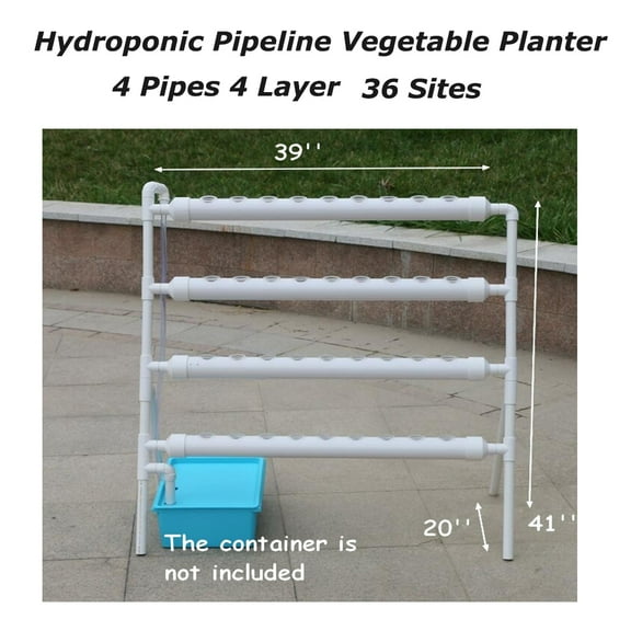 EQCOTWEA Hydroponic 36 Plant Site Grow Kit Vertical Type Pipeline Vegetable Planter PVC