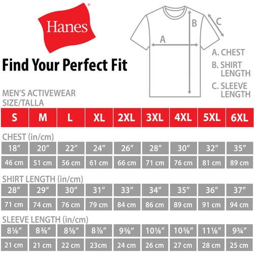 hanes heavyweight size chart