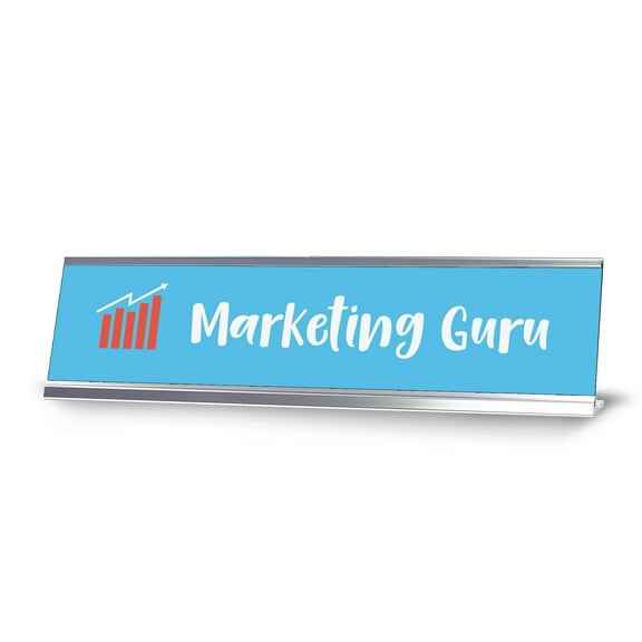 Marketing Guru, Silver Frame, Desk Sign (2 x 8")