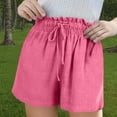 thumbnail image 4 of JTSRKL Girls Summer Shorts Casual Kids Wide Leg Comfy Boho Smoked Elastic High Waisted Pull On Paperbag Drawstring Shorts with Pockets Hot Pink 11-12 Years, 4 of 9