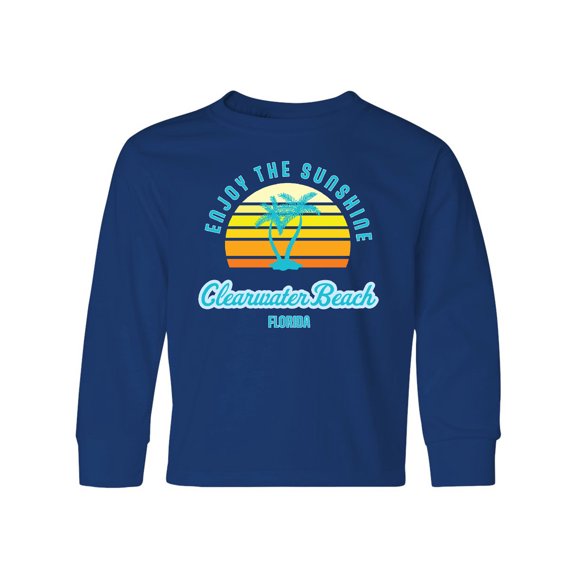 Inktastic Summer Enjoy the Sunshine Clearwater Beach Florida in Blue Long Sleeve Youth T-Shirt