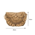 thumbnail image 2 of Ocio Mujer Vacaciones en la playa Bolsos de hombro de tejido de paja Bolsos cruzados simples Borlas elegantes Monedero con solapa delgada, 2 of 9