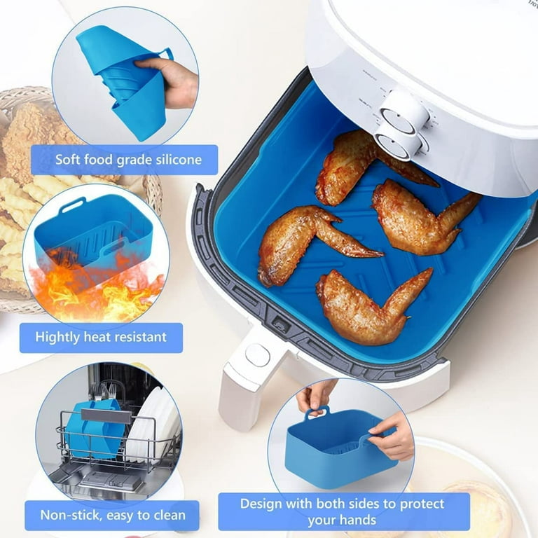 2PCS Silicone Pot for Ninjas Dual Air Fryer, Reusable Silicone Air Fryer  Liner, Double Air Fryer Silicone Air Fryer Basket BPA Free Air Fryer Rack 
